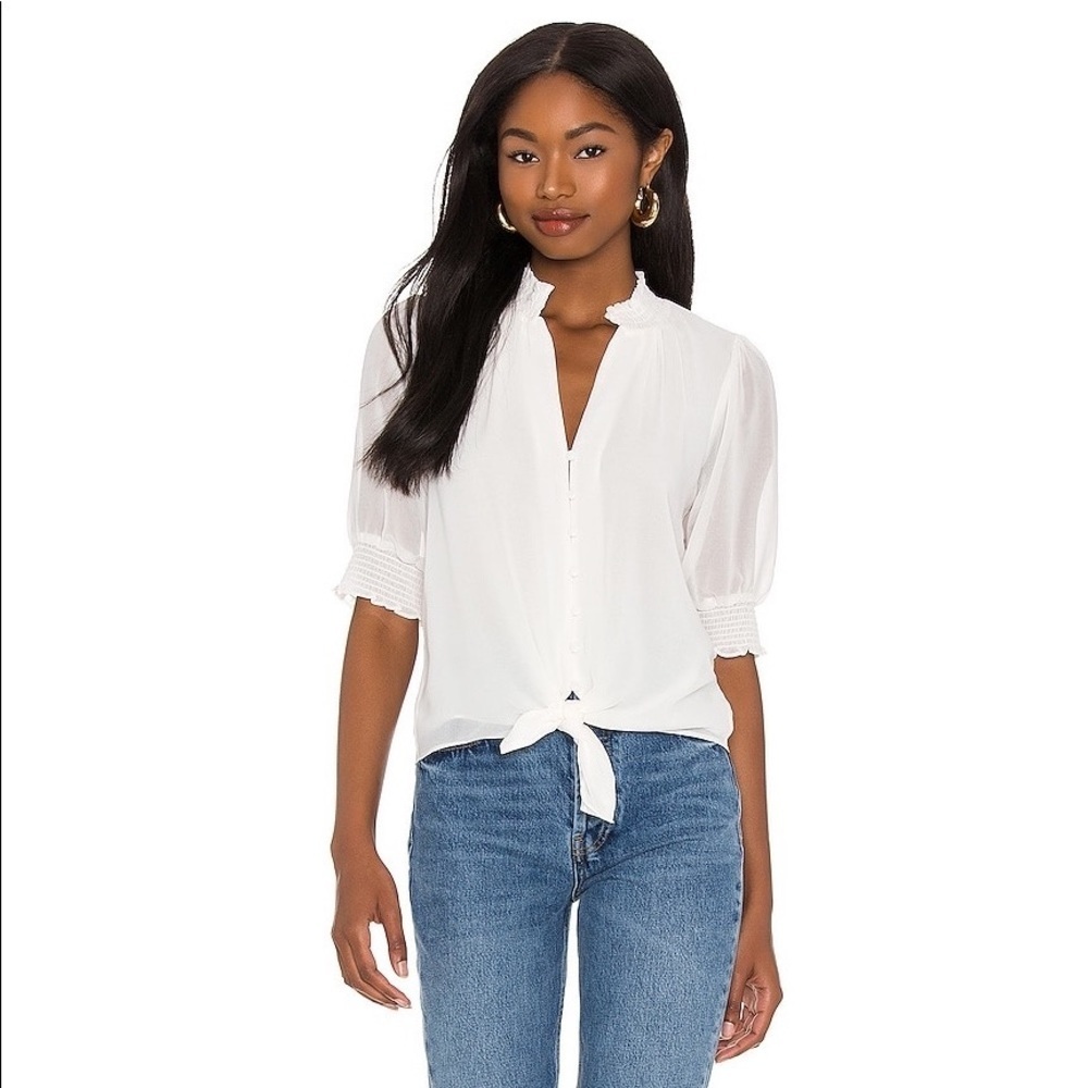 REVOLVE 1. State Gauze Chiffon Blouse in Soft Cream Ecru